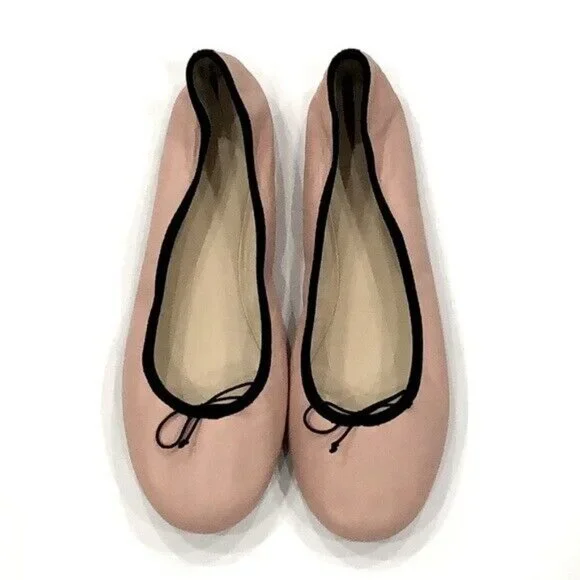 J. Crew Evie Blush Leather Bow Detail Ballet Flats - Picture 2 of 10